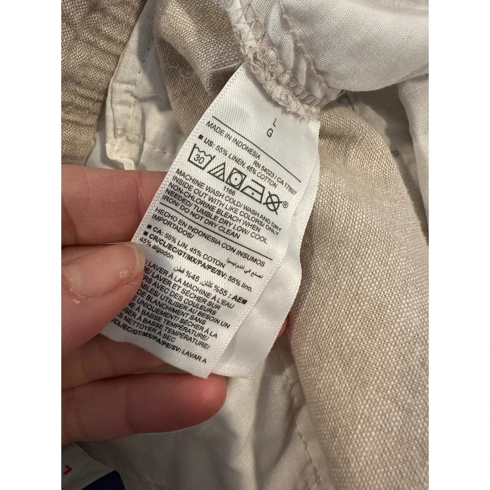 Old Navy Loose Taper Pants Mens L Beige Linen Blend Coastal Beach Neutral Travel